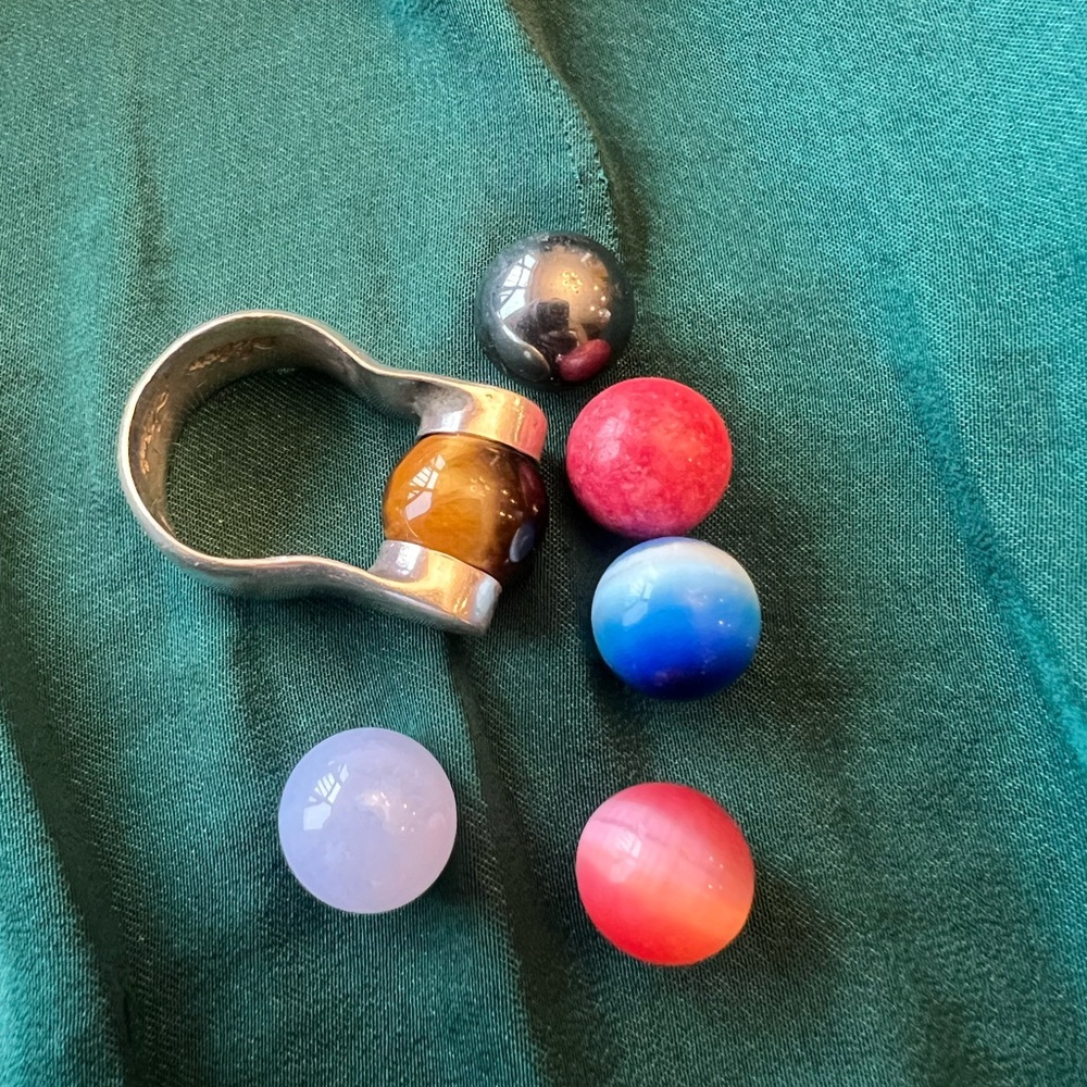 Silver Ring With Colorful Interchangeable Spheres - image 1